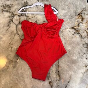 NWT Showpo Vibrant Red One-Shoulder Bodysuit